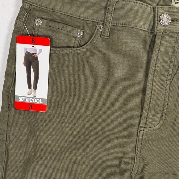 32 Degrees Cool Womens Sweatpant Jeans Olive Green High Rise Straight Leg Size 8 - Picture 3 of 7